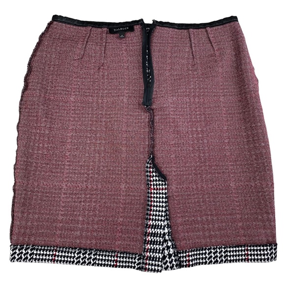 Talbots Houndstooth Pencil Skirt w/ Faux Leather Trim at Waist- size 14 - Picture 6 of 10